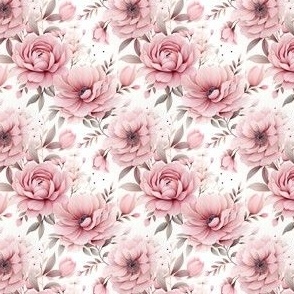 Soft Pink Floral on White - small