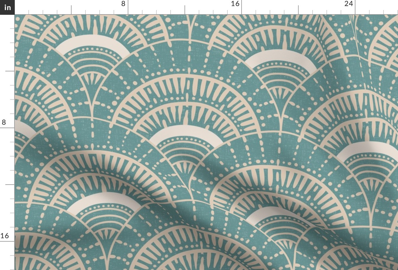Beach scallop, fan - desert sand on opal shadow, teal - coordinate for A trip to the beach - large