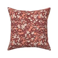 Winnie ditsy floral Mocha Peach Burgundy SMALL scale