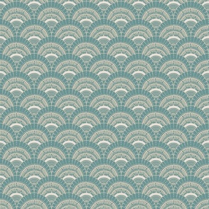 Beach scallop, fan - desert sand on opal shadow, teal - coordinate for A trip to the beach - small