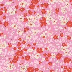 Winnie ditsy floral Very pink and red SMALL scale