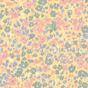 Winnie ditsy floral Yellow pastels SMALL scale