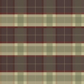Muted Plaid in Shades of Pomegranate, Olive and Cream 