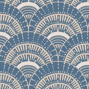Beach scallop, fan - desert sand on admiral blue - coordinate for A trip to the beach - large