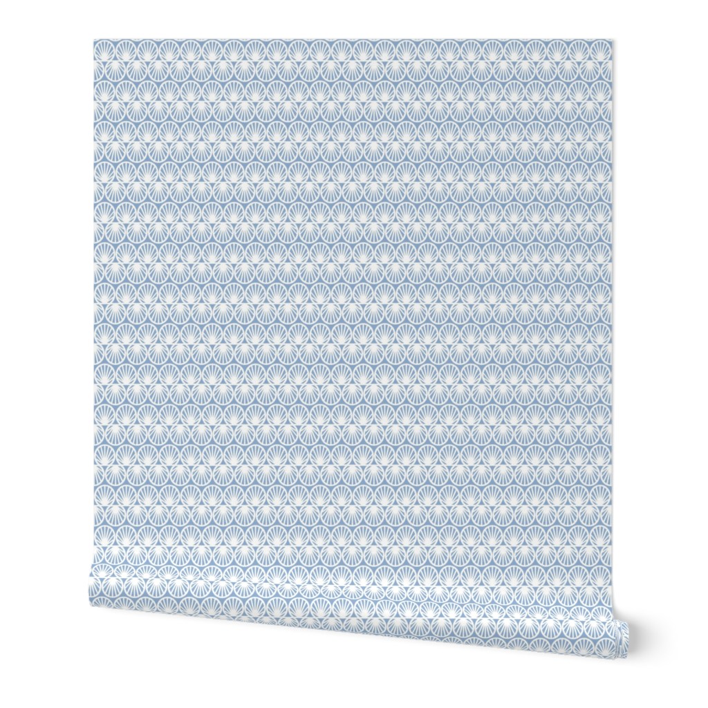 Coastal Shell Geometric in Blue-Gray and White - Small - Blue-Gray Coastal, Calm Coastal, Hamptons Beach House