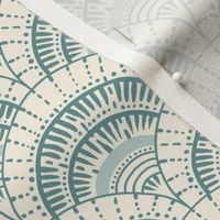 Beach scallop, fan - opal shadow, teal on ivory - coordinate for A trip to the beach - small