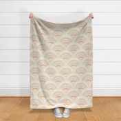 Beach scallop, fan - desert sand and pastel salmon on ivory - coordinate for A trip to the beach - large