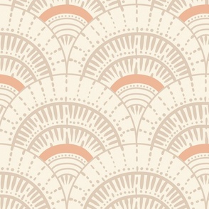 Beach scallop, fan - desert sand and pastel salmon on ivory - coordinate for A trip to the beach - large