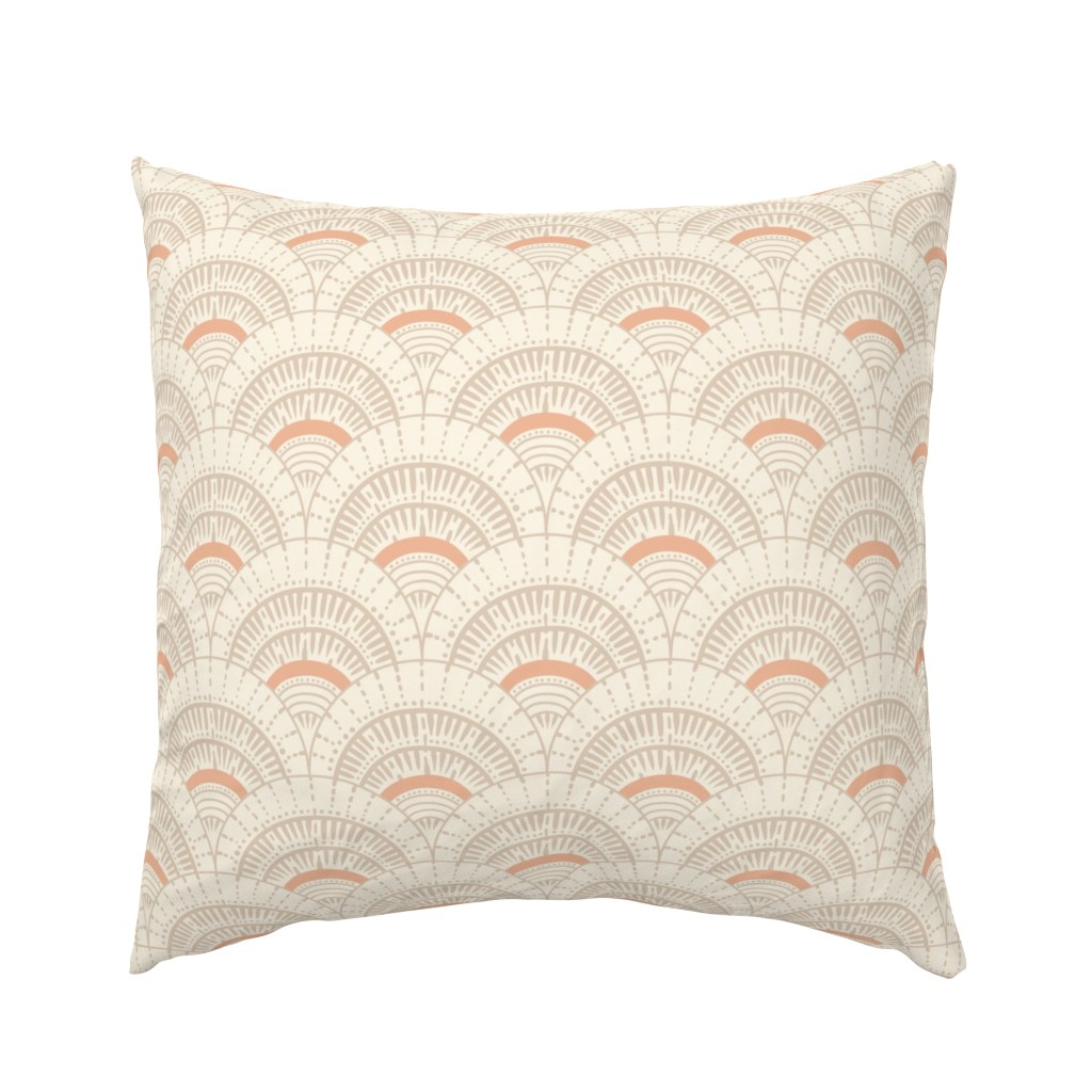 Beach scallop, fan - desert sand and pastel salmon on ivory - coordinate for A trip to the beach - medium