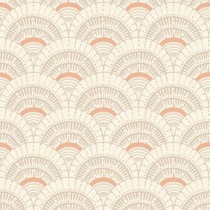 Beach scallop, fan - desert sand and pastel salmon on ivory - coordinate for A trip to the beach - medium