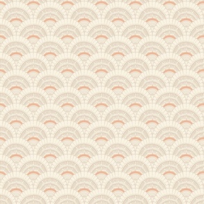 Beach scallop, fan - desert sand and pastel salmon on ivory - coordinate for A trip to the beach - small