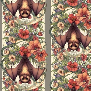 Cute Bats Upside-Down Floral