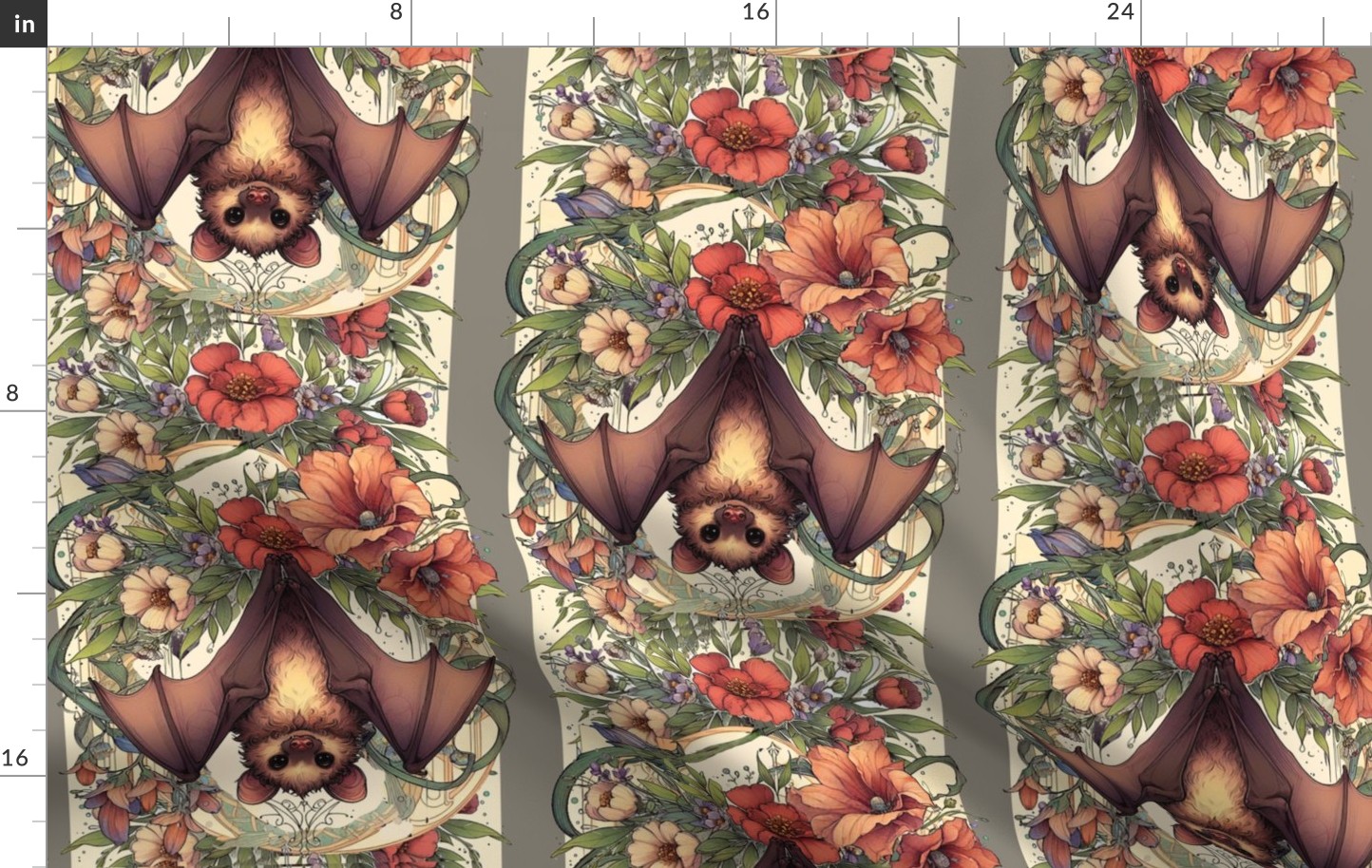 Cute Bats Upside-Down Floral