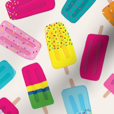 Large - bright happy popsicle design for Summer on white