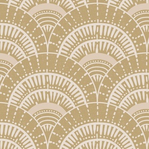 Beach scallop, fan - white coffee on dark ivory, gold - coordinate for A trip to the beach - large