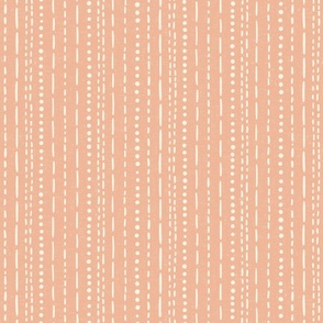 Coastal stripe - loose stitches, dotted stripe - ivory on pastel salmon - coordinate for A trip to the beach