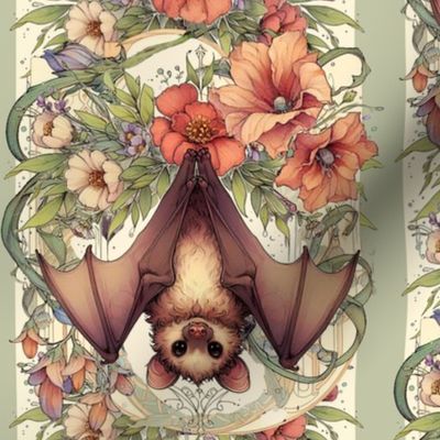 Cute Bat Floral Hanging Upside-Down