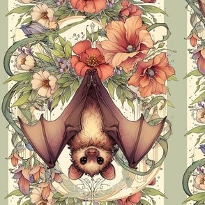 Cute Bat Floral Hanging Upside-Down