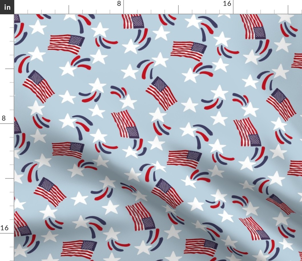 Fourth of July American Flag & Stars -  8” x 8”