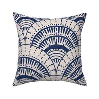 Beach scallop, fan - classic navy on white coffee - coordinate for A trip to the beach - large