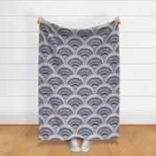 Beach scallop, fan - classic navy on white coffee - coordinate for A trip to the beach - large