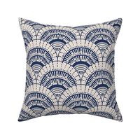 Beach scallop, fan - classic navy on white coffee - coordinate for A trip to the beach - medium
