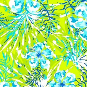 Neon Tropical Hibiscus in Lime Green by Jac Slade