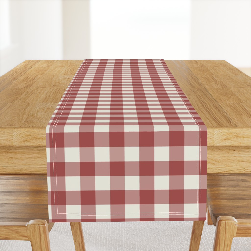 1.5" Gingham: Dark Dusty Red Gingham Check, Red Jasper Buffalo Check