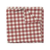 1.5" Gingham: Dark Dusty Red Gingham Check, Red Jasper Buffalo Check