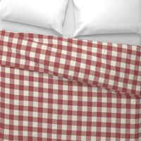 1.5" Gingham: Dark Dusty Red Gingham Check, Red Jasper Buffalo Check