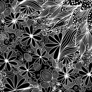 Black and White Mandala Floral