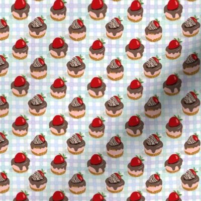 treat yourself yummy chocolate strawberries small cupcake sweet strawberry dessert mini cheesecake blue gingham tablecloth g kitchen wallpaper accessories