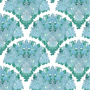 Floral Bouquet Scallop // Light Blue and Green