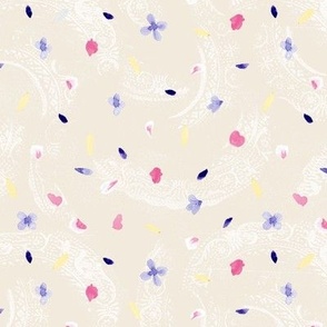 Assorted Flower Sprinkle Dots on Cream Texture