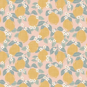 Lemons and Leaves - Soft Pink - L - (Al Fresco)