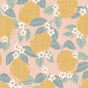 Lemons and Leaves - Soft Pink - XL - (Al Fresco)