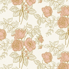 Floral Bouquet Block Print - Cream, Pink - XL - (Mi Amore)