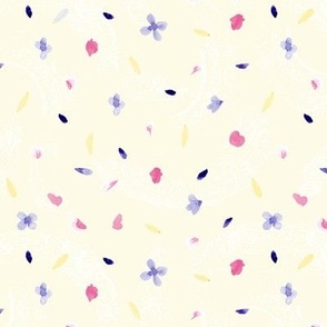 Assorted Flower Sprinkle Dots on Light Yellow Texture