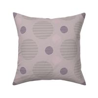 "Horizon" Abstract Striped Circles Block Printed in Lavender, Gray, Purple and Rose