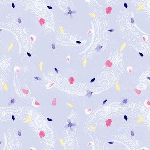 Assorted Flower Sprinkle Dots on Pale Pale Iris Texture