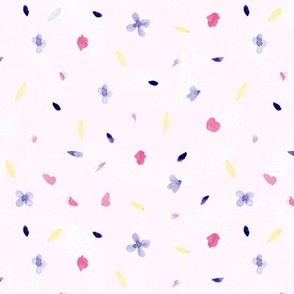 Assorted Flower Sprinkle Dots on Very Pale Pink Texture