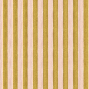 Hand Drawn Textured Stripe - Soft Pink, Mustard Yellow - L - (Promenade)