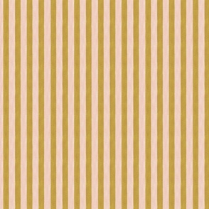 Hand Drawn Textured Stripe - Soft Pink, Mustard Yellow - M - (Promenade)