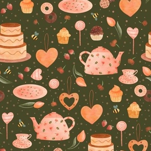Delightful Tea Party Treats with Bees and Flowers in Pink and Peach