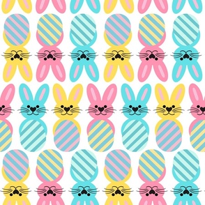 Cute Easter Bunnies with Easter Eggs