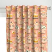 Teatime Cats - big scale - pink