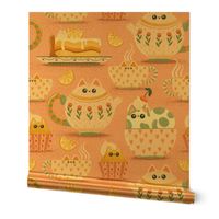Teatime Cats - big scale - pink