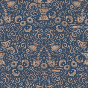 Coffee Break Damask Blue