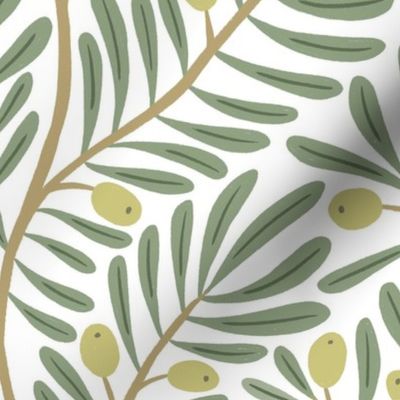 Olly Olive Branch - White/Olive Green