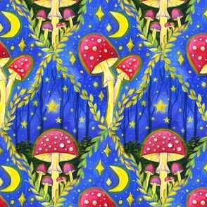 Whimsical Fly agaric mushrooms in a magical fairytale forest - SMALL scale